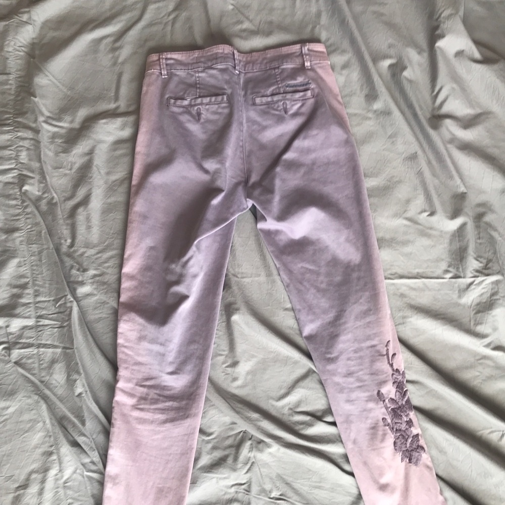 Anthro chino purple w/flower embroidery 25 - Picture 10 of 15